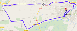 De kaart met het parcours van de individuele tijdrit Heren Beloften des Wereldkampioenschappen Wegwielrennen 2014 sur Google Maps