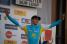 Alberto Contador (Astana) op het podium in Tourrettes-sur-Loup (1) (262x)