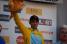 Alberto Contador (Astana) op het podium in Tourrettes-sur-Loup (3) (342x)