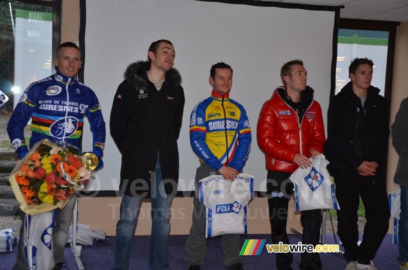 Part of the podium of the Moussy-le-Vieux cyclo cross