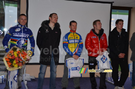 The podium of the cyclo cross in Moussy-le-Vieux