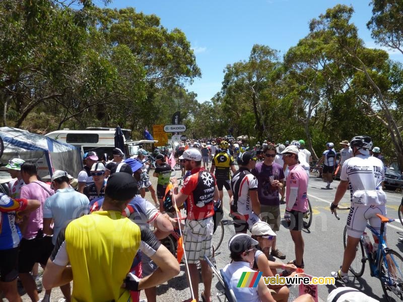 Quite a crowd on Willunga Hill before the riders arrive