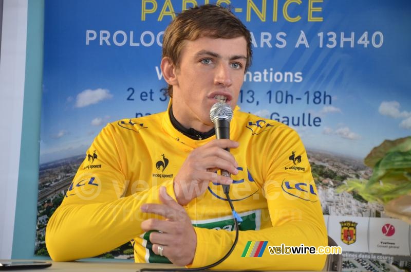 Damien Gaudin (Europcar) wearing the yellow jersey