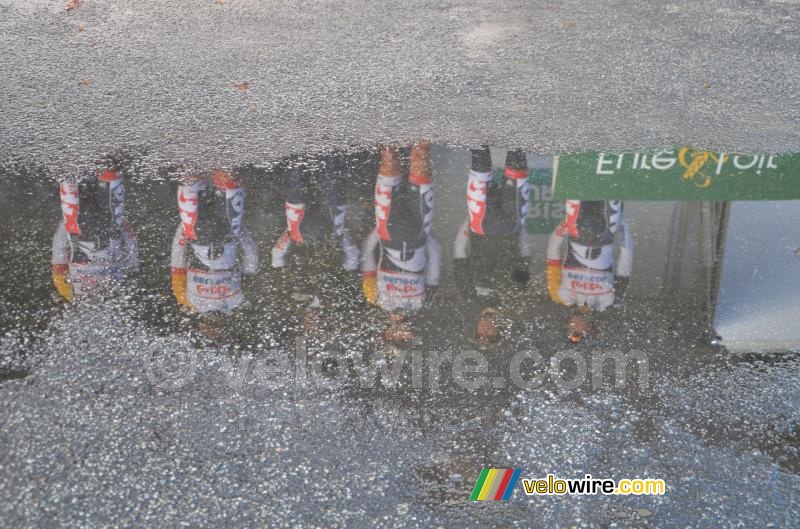 A reflection of the Lotto-Belisol team