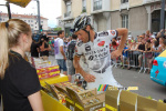 Arnaud Gerard (Bretagne-Seche) at the Powerbar stand (558x)