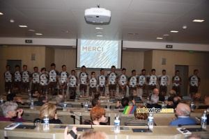 The riders of the AG2R La Mondiale cycling team at the presentation (455x)