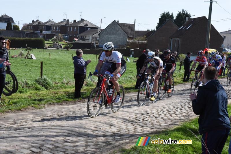 Gregory Rast leading in the section from Viesly to Quiévy