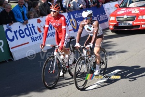 Rudy Molard (Cofidis) & Samuel Dumoulin (AG2R) at the start (334x)