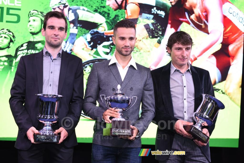De top 3 van de Coupe de France : Nacer Bouhanni, Baptiste Planckaert & Pierrick Fdrigo
