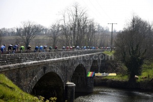The peloton on the bridge over the Sèvre river (382x)