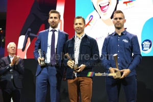 The podium of the Coupe de France FDJ 2022: Julien Simon (TotalEnergies), Amaury Capiot (Arkéa-Samsic) & Marc Sarreau (AG2R Citroën Team) (493x)