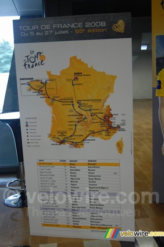 De kaart met het parcours van de Tour de France 2008 (3)