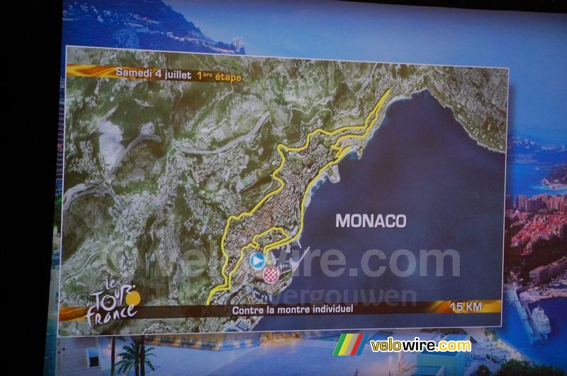 Parcours van de proloog Monaco > Monaco (zaterdag 4 juli, 15 kilometer, individuele tijdrit)