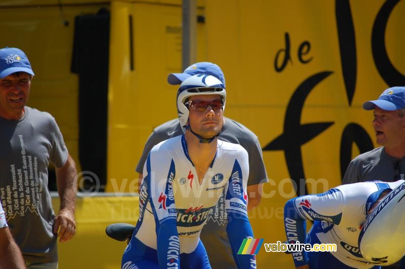 Tom Boonen (Quick Step) voor de start van de ploegentijdrit in Montpellier