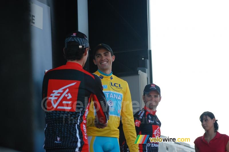 Luis Léon Sanchez (Caisse d'Epargne), Alberto Contador (Astana) & Alejandro Valverde (Caisse d'Epargne)