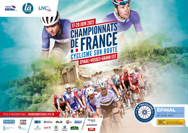 Affiche des Championnats de France de cyclisme sur route 2021 à Epinal Affiche des Championnats de France de cyclisme sur route 2021 à Epinal