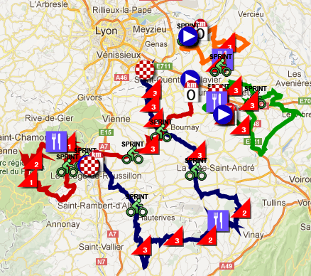 La carte du Rhône-Alpes Isère Tour 2013
