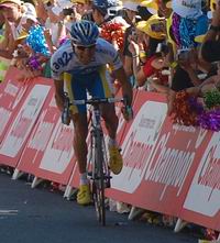 Cyril Dessel à l'arrivée à Jausiers