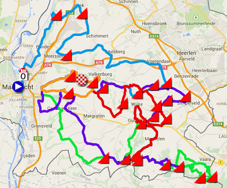 La carte du parcours de l'Amstel Gold Race 2015