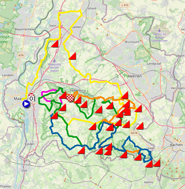 La carte du parcours de l'Amstel Gold Race 2023