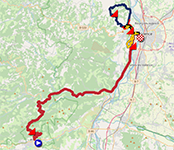 The race route map of the race in line elite men of the 2025 European Championships