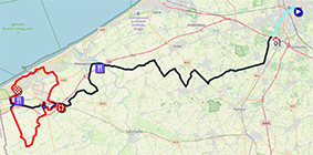 The race route of the Classic Brugge-De Panne 2025 The race route of the Classic Brugge-De Panne 2025
