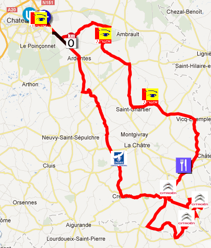 The Classic de l'Indre 2012 race route in Google Earth