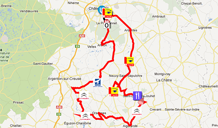 The Classic de l'Indre 2013 race route in Google Earth