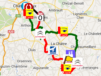 The Classic de l'Indre 2014 race route in Google Earth