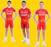 Sébastien Portal - Samuel Dumoulin - Florent Brard dans leur nouvelle tenue, © Cofidis Sébastien Portal - Samuel Dumoulin - Florent Brard dans leur nouvelle tenue, © Cofidis