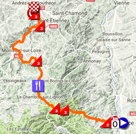 The map with the race route of the 1st stage of the Critrium du Dauphin 2018 on Google Maps