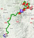 La carte du parcours de la 2ème étape du Critérium du Dauphiné 2018 sur Google Maps