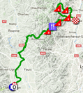 The map with the race route of the 2nd stage of the Critrium du Dauphin 2018 on Google Maps