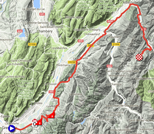 The map with the race route of the 5th stage of the Critrium du Dauphin 2018 on Google Maps