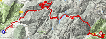 La carte du parcours de la 6ème étape du Critérium du Dauphiné 2018 sur Google Maps