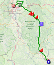 De kaart met het parcours van de 3de etappe van het Critérium du Dauphiné 2019 in Open Street Maps