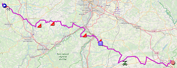 La carte du parcours de la 5me tape du Critrium du Dauphin 2019 sur Open Street Maps