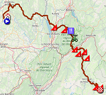 The map with the race route of the 6th stage of the Critérium du Dauphiné 2019 on Open Street Maps