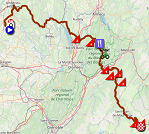 De kaart met het parcours van de 6de etappe van het Critérium du Dauphiné 2019 in Open Street Maps