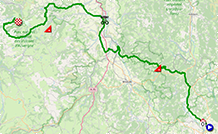La carte du parcours de la 3e étape du Critérium du Dauphiné 2022 sur Open Street Maps