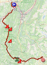 De kaart met het parkoers van de 6de etappe van het Critérium du Dauphiné 2022 op Open Street Maps