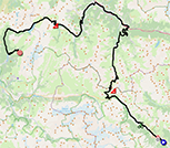 De kaart met het parkoers van de 7de etappe van het Critérium du Dauphiné 2022 op Open Street Maps