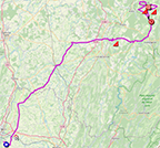 La carte du parcours de la 5e étape du Critérium du Dauphiné 2023 sur Open Street Maps