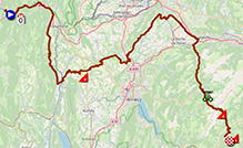 La carte du parcours de la 6e étape du Critérium du Dauphiné 2023 sur Open Street Maps