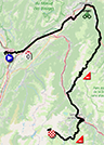 De kaart met het parcours van de 7de etappe van het Critérium du Dauphiné 2023 op Open Street Maps