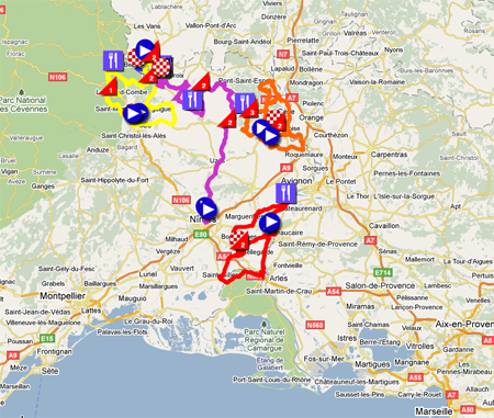 The map of the Etoile de Bessèges 2011 race route
