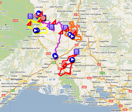 The map of the Etoile de Bessges 2011 race route