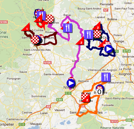 La carte du parcours de l'Etoile de Bessèges 2012