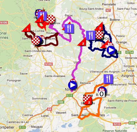 La carte du parcours de l'Etoile de Bessèges 2012 La carte du parcours de l'Etoile de Bessèges 2012