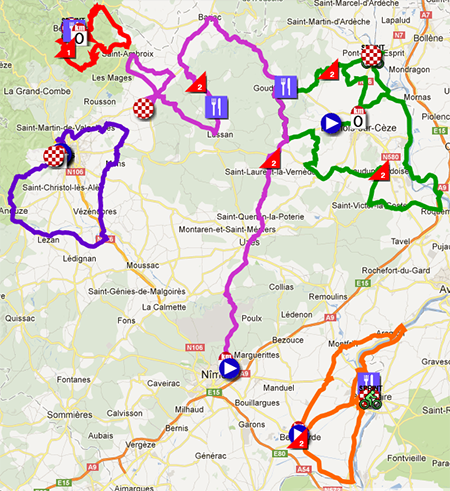 La carte de l'Etoile de Bessèges 2013